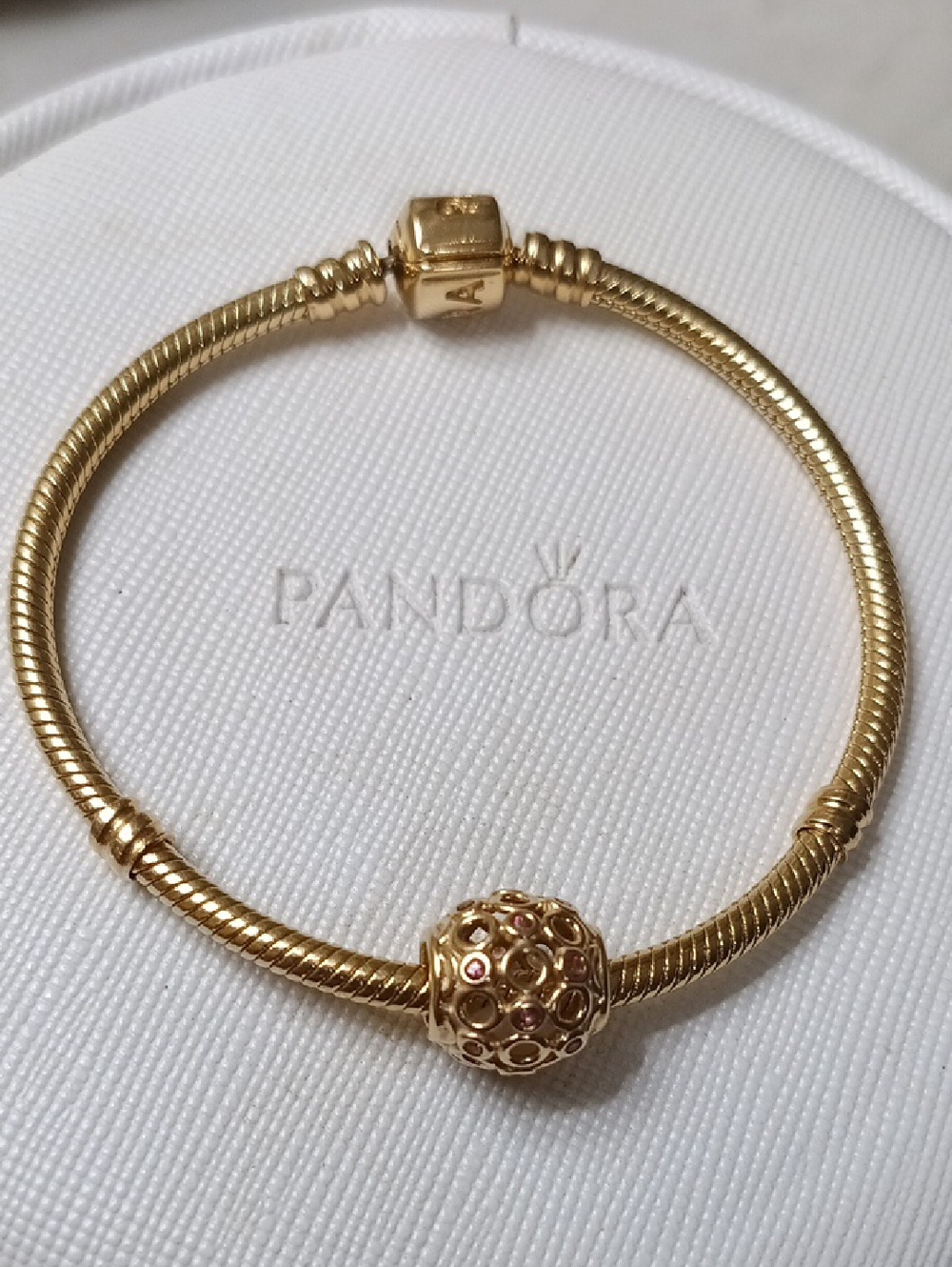 Pandora 14k Gold & Pink Topaz Celtic Circles Charm 1 Only (2 Listed Separately)